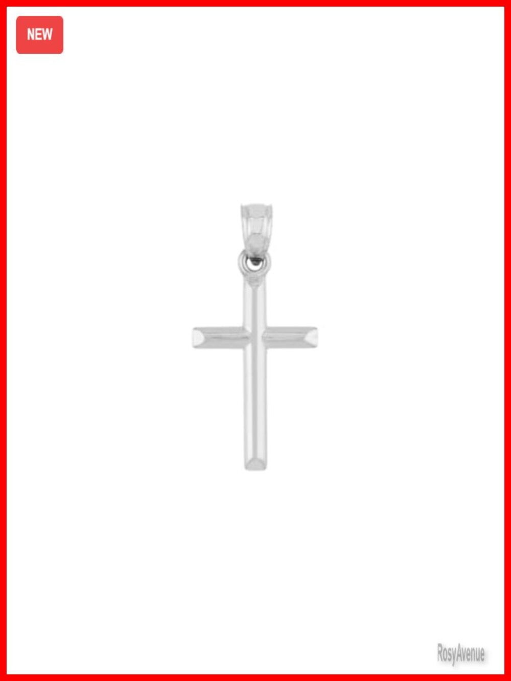 14K White Gold Cross Pendant Charm Unisex Religious